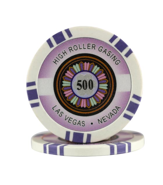 High Roller chip purple (500), roll of 25